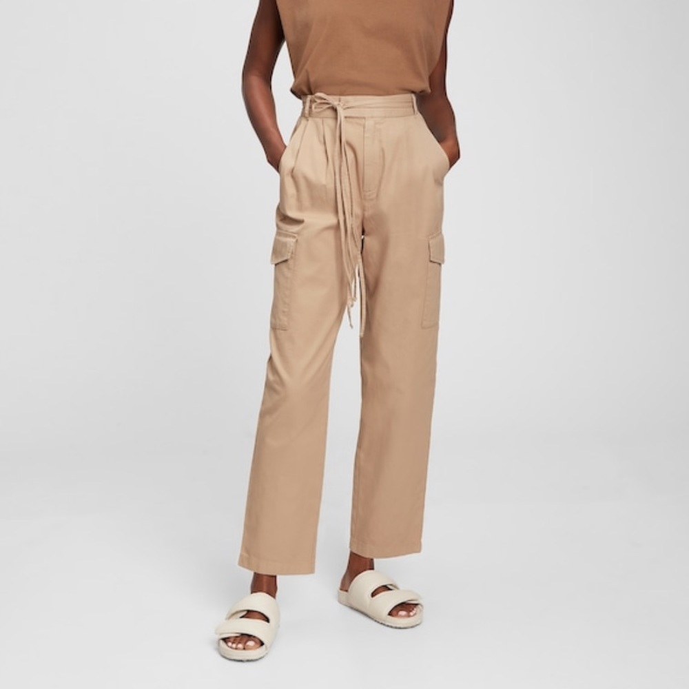 High Rise Pleated Cargo Pants. The Gap
